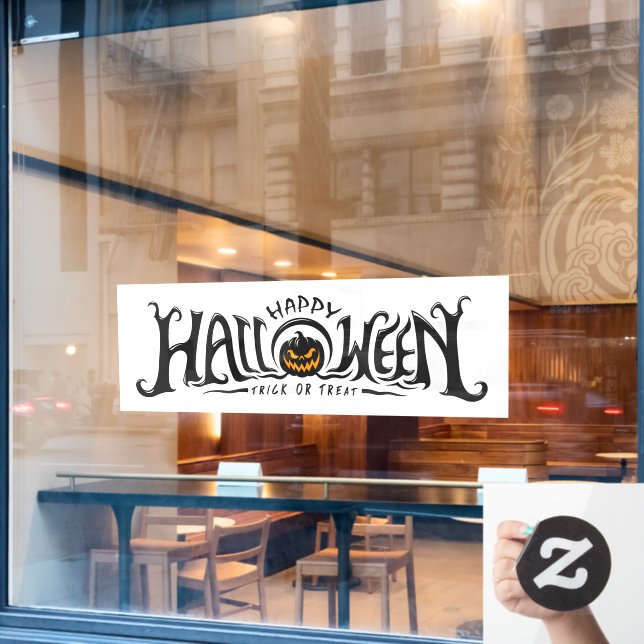 Happy Halloween Jack-O-Lantern Window Cling (Cafe Window)