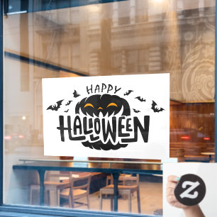 Happy Halloween Jack-O-Lanterns and Bats Window Cling