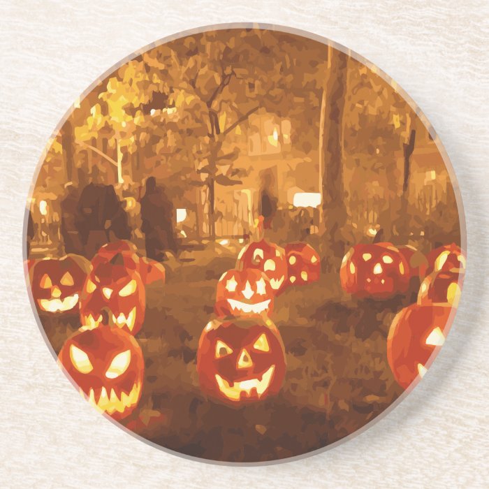 Happy Halloween Jack O Lanterns Drink Coasters