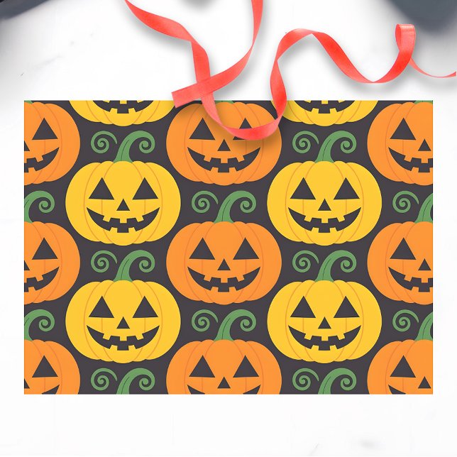 Happy Halloween Jack-O'-Lanterns & Swirling Vines Tissue Paper (Creator Uploaded)
