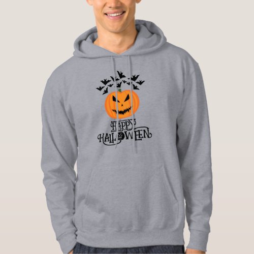 Happy Halloween Jack OLantern pumpkin bats Hoodie