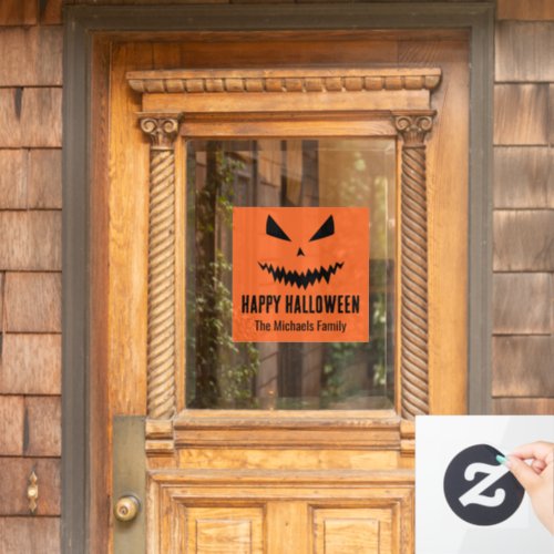 Happy Halloween Jack OLantern pumpkin family name Window Cling