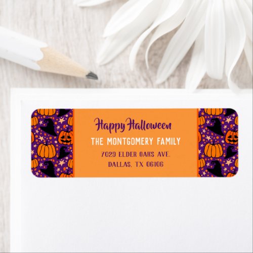 Happy Halloween Jack Olantern Pumpkins Purple Label