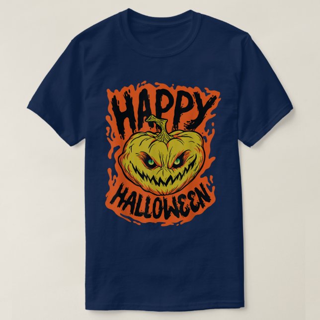 Happy Halloween JackoLantern Pumpkin Down  T-Shirt (Design Front)