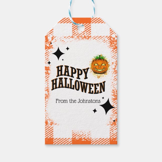 Happy Halloween Jackolantern Pumpkin  Gift Tags (Front)