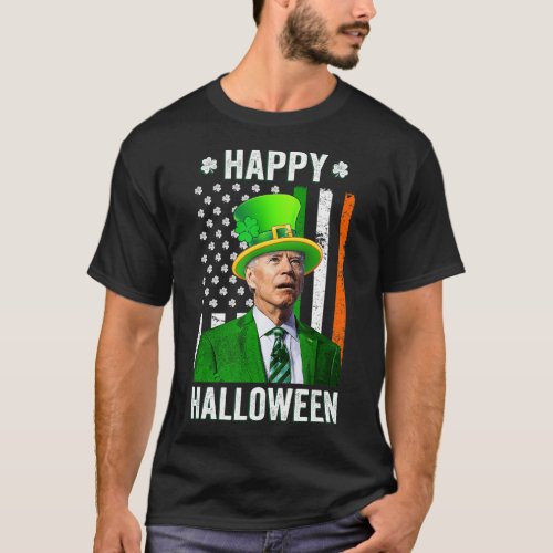 Happy Halloween Joe Biden St Patricks Day Leprecha T_Shirt