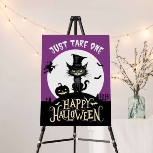 Happy Halloween Just take one candy porch door cat Foam Board