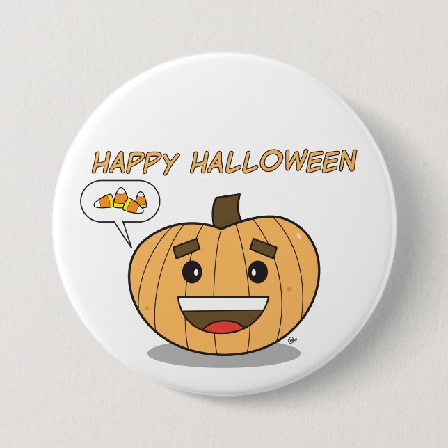 Happy Halloween Kawaii Pumpkin - Button (Front)