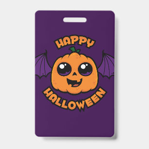 Happy Halloween Kawaii Pumpkin Spooky Cuteness Badge