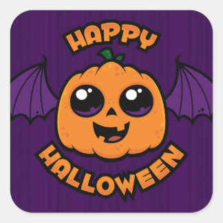Happy Halloween Kawaii Pumpkin Spooky Cuteness Square Sticker