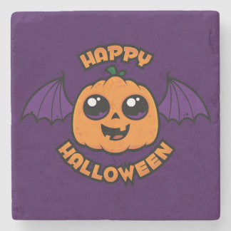 Happy Halloween Kawaii Pumpkin Spooky Cuteness Stone Coaster