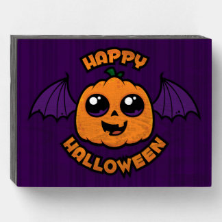 Happy Halloween Kawaii Pumpkin Spooky Cuteness Wooden Box Sign