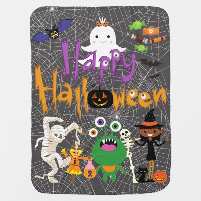 Happy Halloween Kids Cute and Spooky   Baby Blanket (Front)