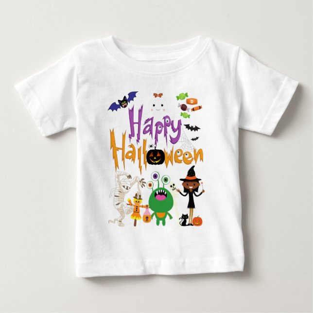 Happy Halloween Kids Cute and Spooky    Baby T-Shirt (Front)