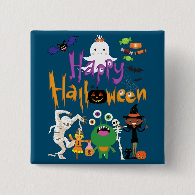 Happy Halloween Kids Cute and Spooky    Button (Front)