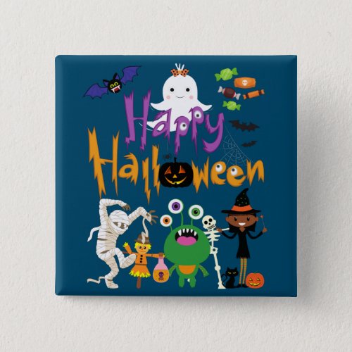 Happy Halloween Kids Cute and Spooky    Button