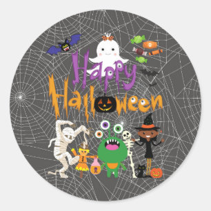 Happy Halloween Kids Cute and Spooky Classic Round Sticker