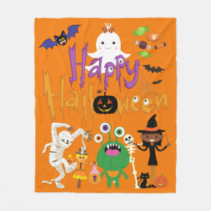 Happy Halloween Kids Cute and Spooky Fleece Blanke Blanket