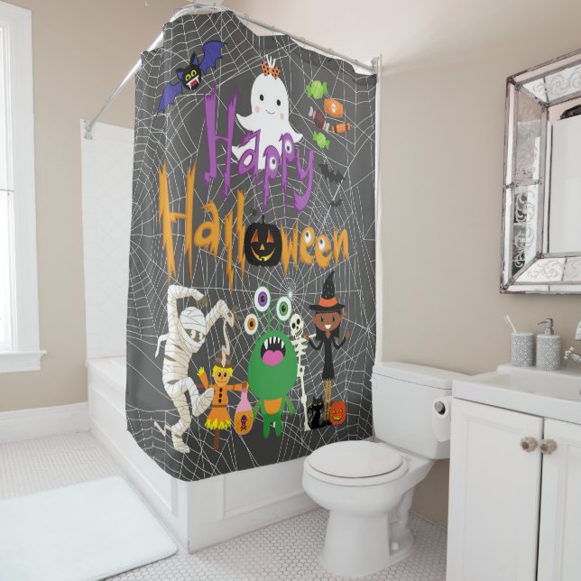 Happy Halloween Kids Cute and Spooky   Shower Curtain (In Situ)