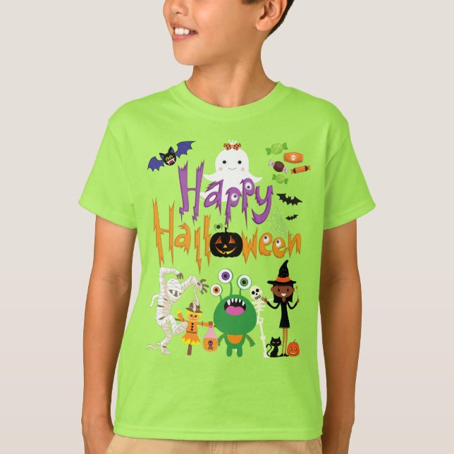 Happy Halloween Kids Cute and Spooky  T-Shirt (Front)