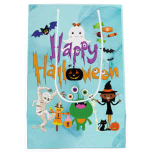 Happy Halloween Kids Cute and Spooky Watercolor Medium Gift Bag