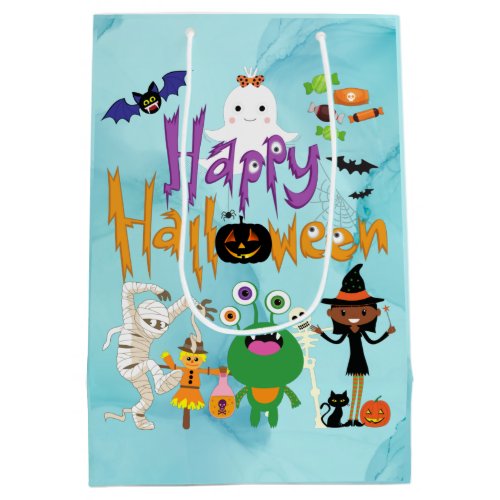 Happy Halloween Kids Cute and Spooky Watercolor   Medium Gift Bag
