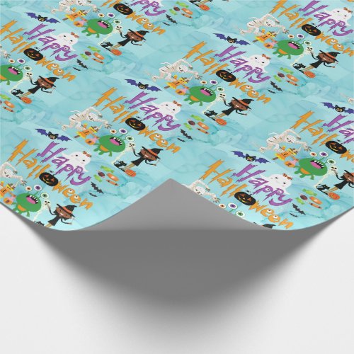 Happy Halloween Kids Cute and Spooky Watercolor Wrapping Paper