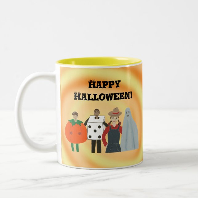 Happy Halloween Kids in Costumes, mugs (Left)