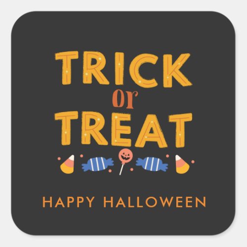 Happy Halloween Kids Trick or Treat Candy   Square Sticker