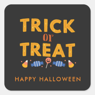 Happy Halloween Kids Trick or Treat Candy Square Sticker