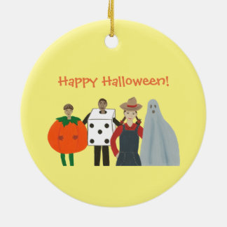 Happy Halloween Kids Wearing Costumes Ornaments