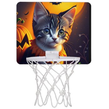 Happy Halloween Kitten  Mini Basketball Hoop by Theraven14 at Zazzle