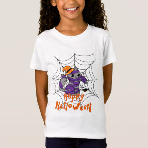 Happy Halloween Kitty in Spider Web Kids T-Shirt