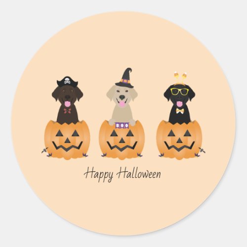 Happy Halloween Labrador Retriever Dogs Pumpkin Classic Round Sticker