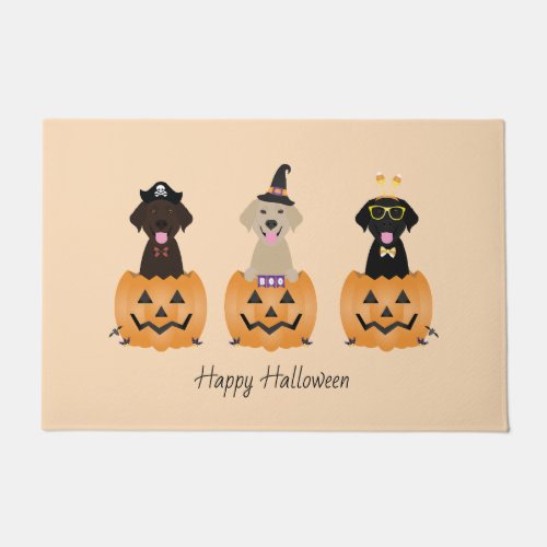 Happy Halloween Labrador Retriever Dogs Pumpkin Doormat
