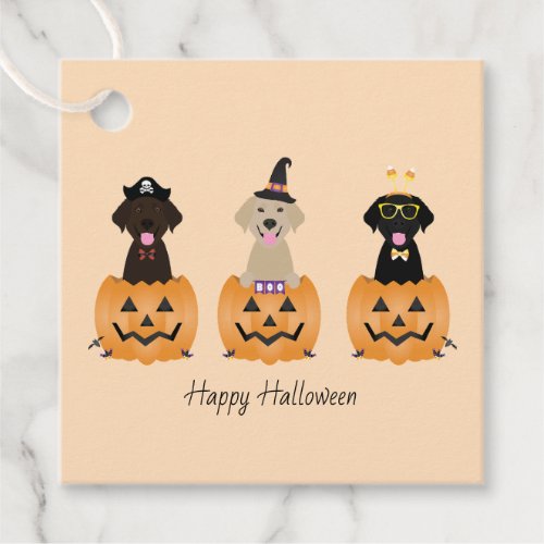 Happy Halloween Labrador Retriever Dogs Pumpkin Favor Tags