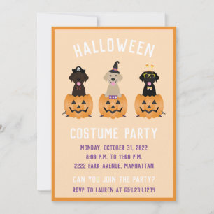 Happy Halloween Labrador Retriever Dogs Pumpkin Invitation