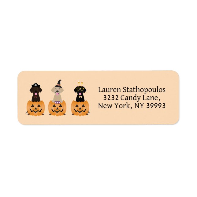 Happy Halloween Labrador Retriever Dogs Pumpkin Label (Front)