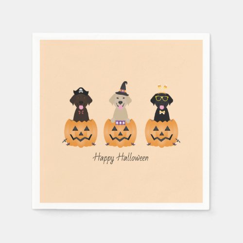 Happy Halloween Labrador Retriever Dogs Pumpkin Napkins