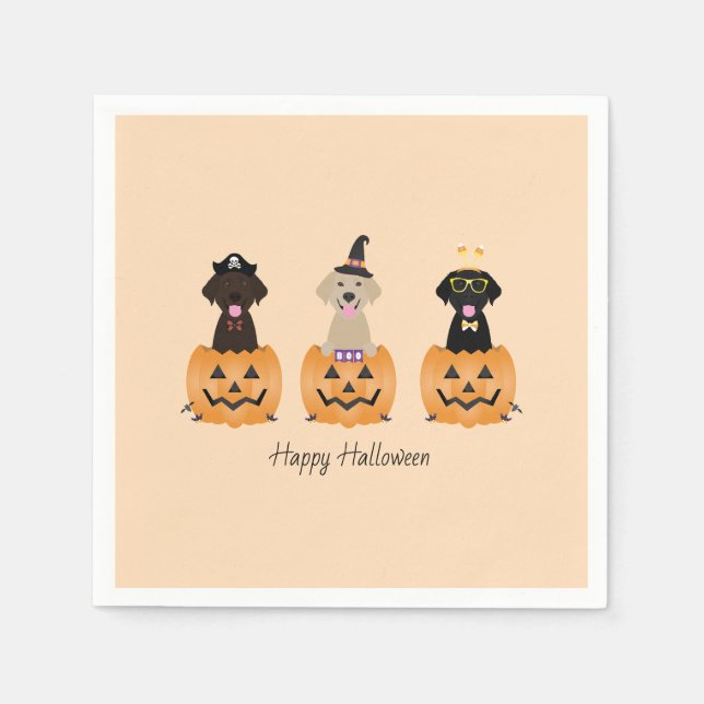 Happy Halloween Labrador Retriever Dogs Pumpkin Napkins (Front)