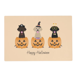 Happy Halloween Labrador Retriever Dogs Pumpkin Placemat