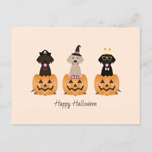 Happy Halloween Labrador Retriever Dogs Pumpkin Postcard