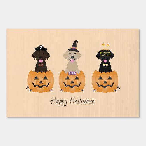 Happy Halloween Labrador Retriever Dogs Pumpkin Sign