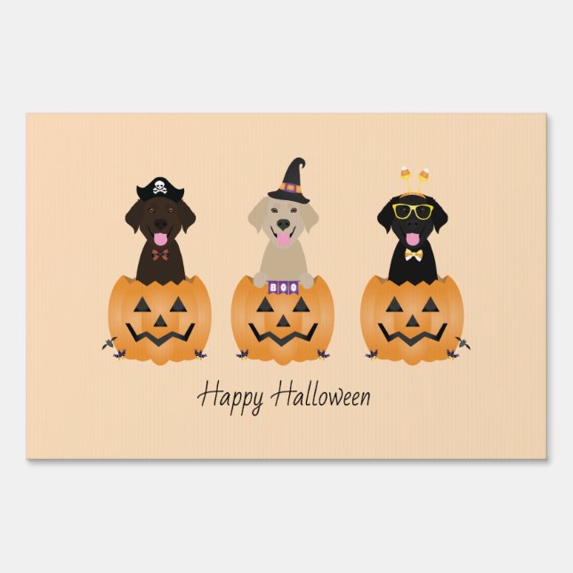 Happy Halloween Labrador Retriever Dogs Pumpkin Sign (Front)