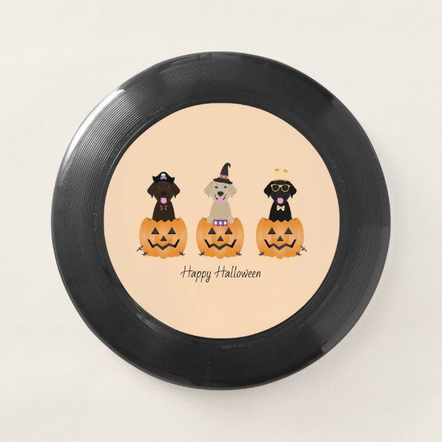Happy Halloween Labrador Retriever Dogs Pumpkin Wham-O Frisbee (Front)