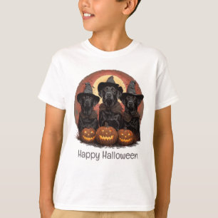 Happy Halloween Labrador Retriever Dogs Witch Hats T-Shirt