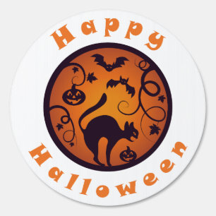 Happy Halloween lantern black cat spiders and bats Sign