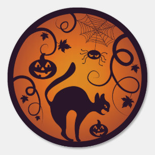 Happy Halloween lantern black cat spiders and bats Sign