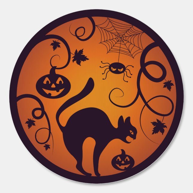 Happy Halloween lantern black cat spiders and bats Sign (Front)
