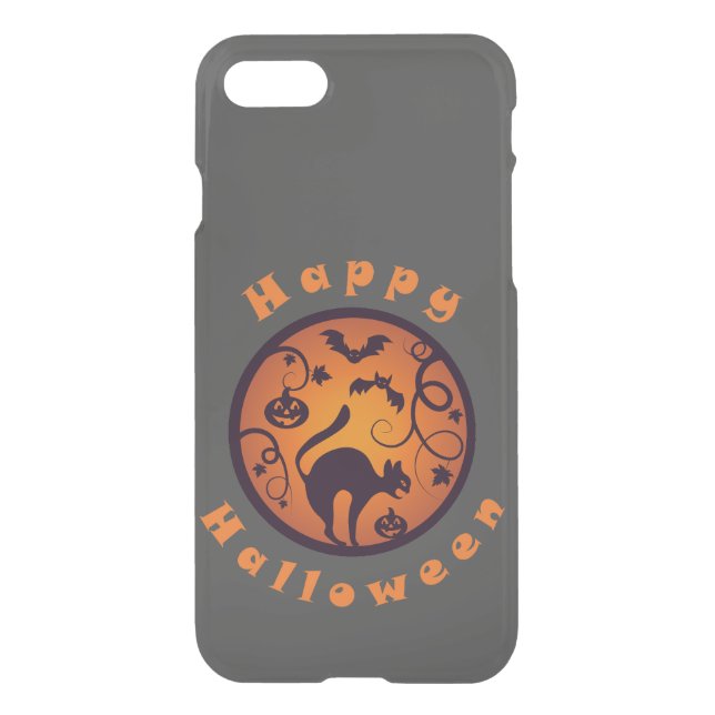 Happy Halloween lantern black cat spiders and bats Uncommon iPhone Case (Back)
